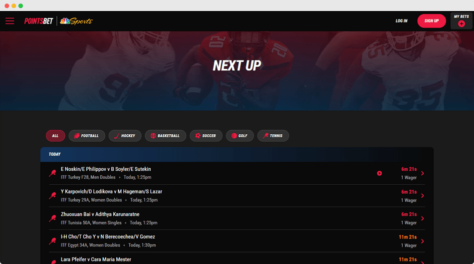 Screenshot of PointsBet Ohio Sport section