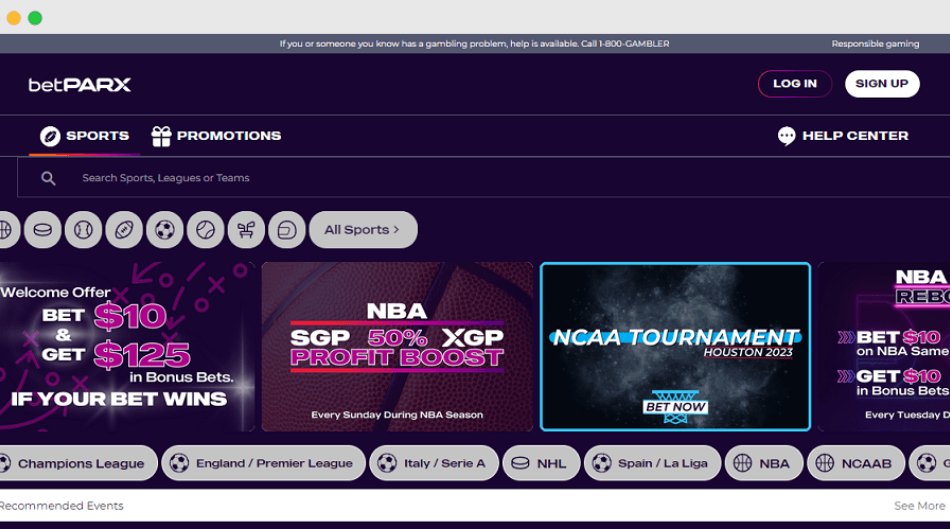 Screenshot of betPARX Ohio homepage